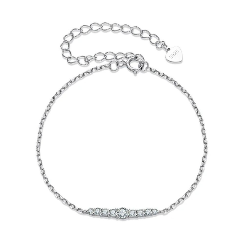 Pulseira Moissanite em Prata 925 Riviera Ajustável Luar Brielle