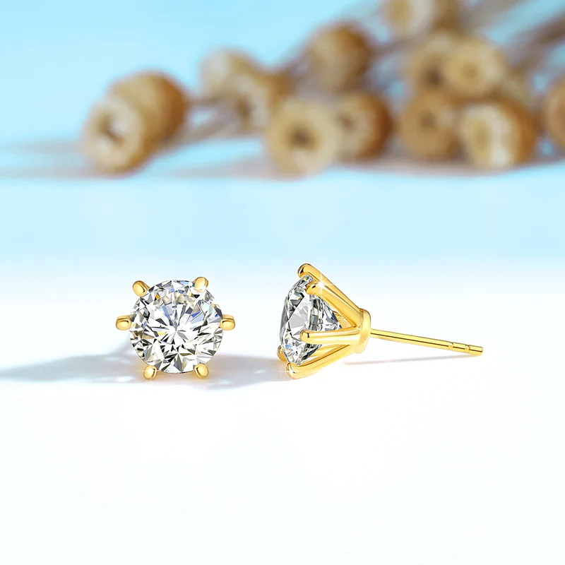Brinco Solitário Moissanite Ouro 18K Luar Lusier