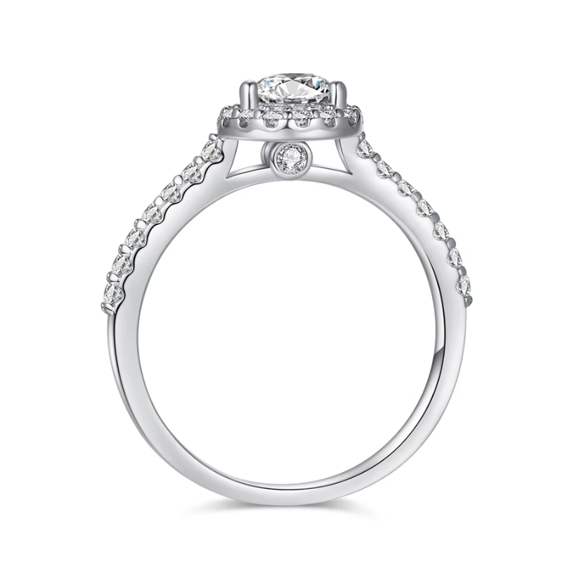Anel Solitário Moissanite Corte Pera Cravejado Luar Andreia
