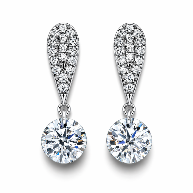 Brinco Pendente Gota Moissanite Prata 925 Luar Reverie