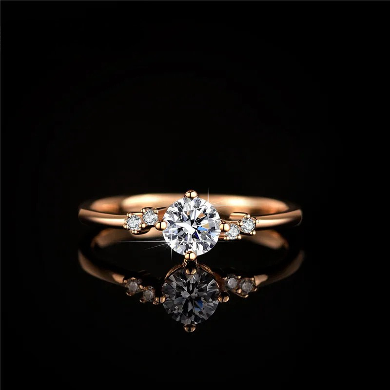 Anel Solitário Moissanite Prata 925 Ouro Rosado Luar Stela