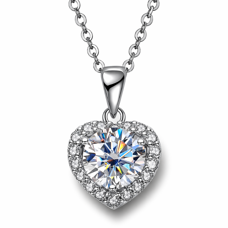 Colar Coração Halo Moissanite Luar Evelora