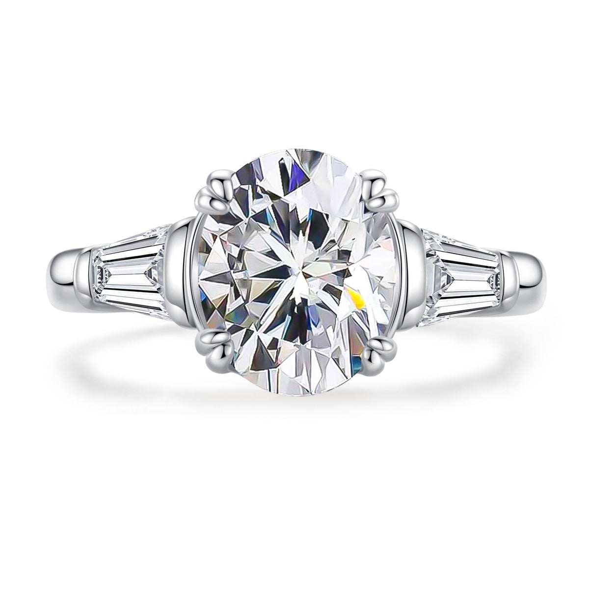 Anel Solitário Moissanite Design Elegante em Prata 925 Luar Sheila