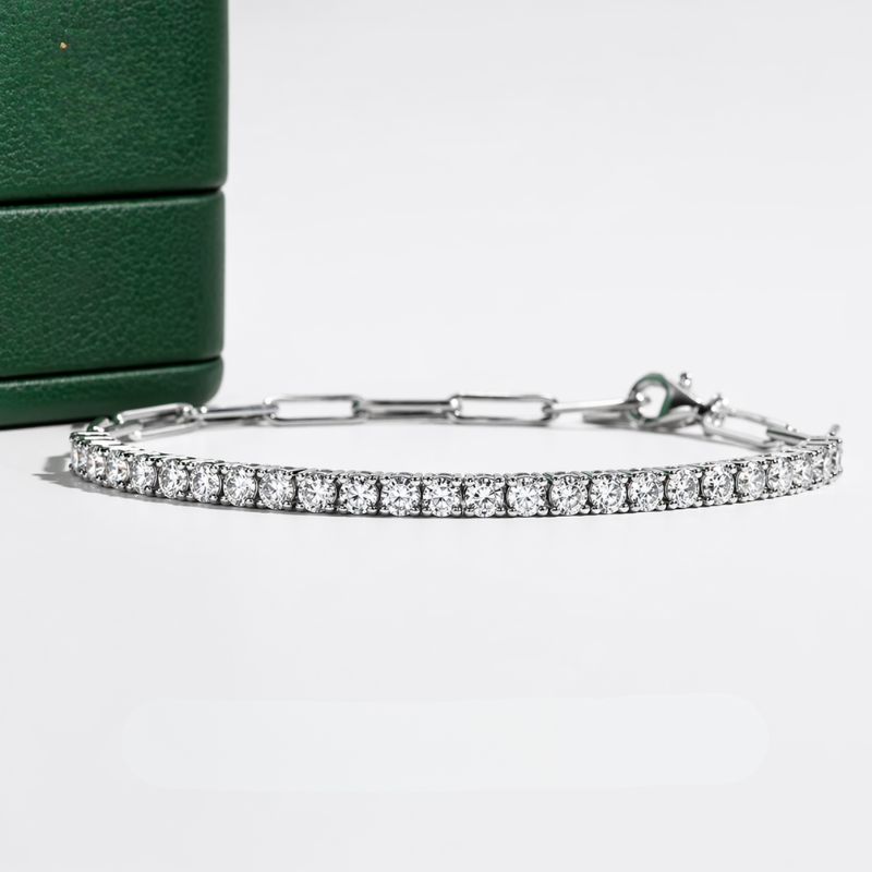 Pulseira Elegante Riviera Moissanite Prata 925 Luar SoraLux