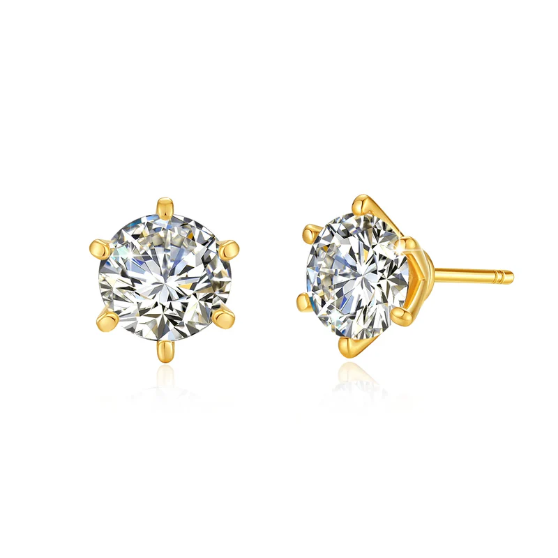 Brinco Solitário Moissanite Ouro 18K Luar Lusier