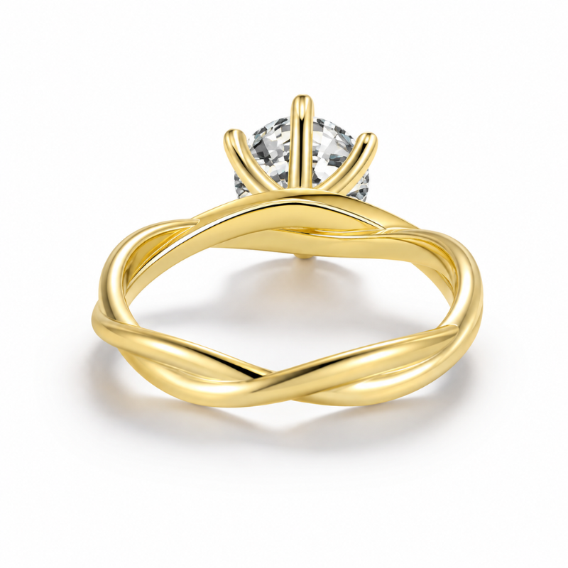 Anel Solitário Moissanite com Aro Entrelaçado Luar Véline