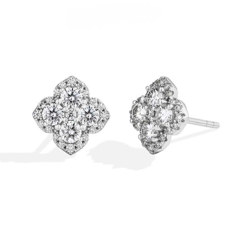 Brinco Floral Moissanite Prata 925 Luar Magnólia