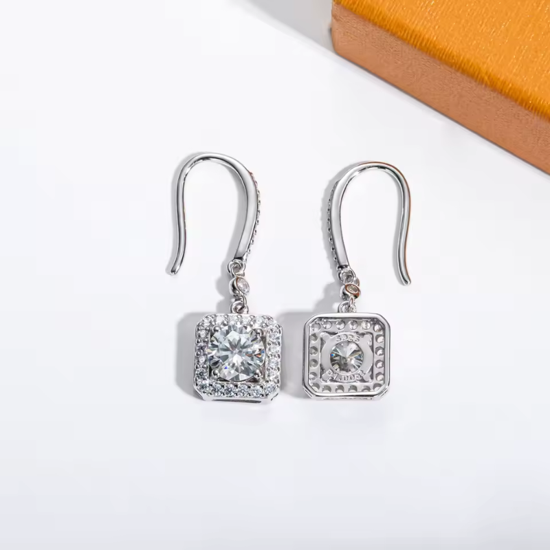 Brinco Quadrado Moissanite Prata 925 Luar Encantos - foto 4