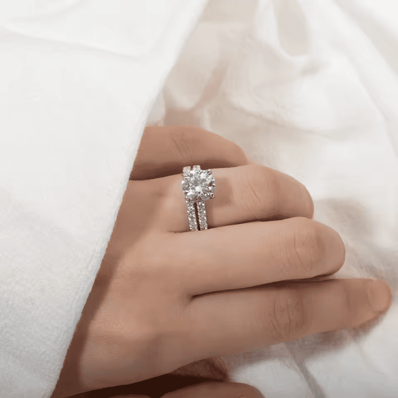 Conjunto Solitário Moissanite Edição Noivado Luar Amor Real