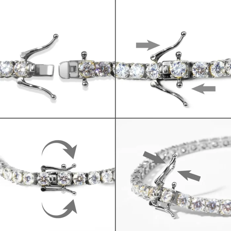 Pulseira Riviera 4.0mm Moissanite com Pedras Brilhantes Luar Alana