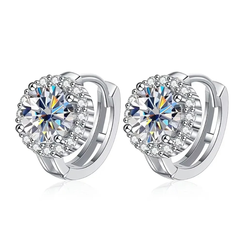 Brinco Argola Moissanite Ouro 18K Luar Harmonie