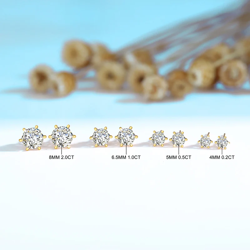 Brinco Solitário Moissanite Ouro 18K Luar Lusier