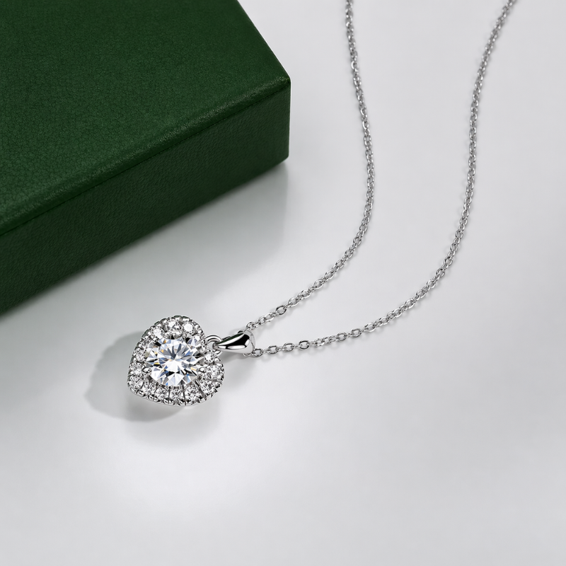 Colar Coração Halo Moissanite Luar Evelora - foto 3