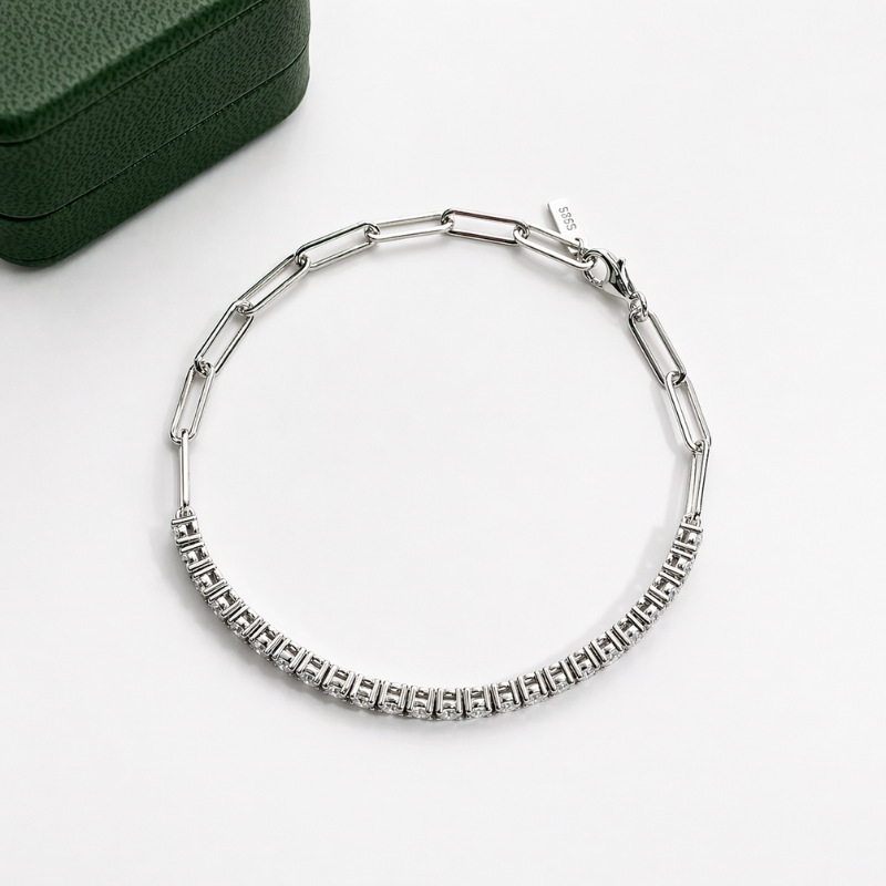 Pulseira Elegante Riviera Moissanite Prata 925 Luar SoraLux