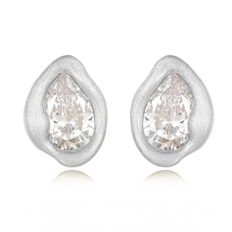 Brinco Gota Moissanite Prata 925 Ouro 18K Luar Magnélia