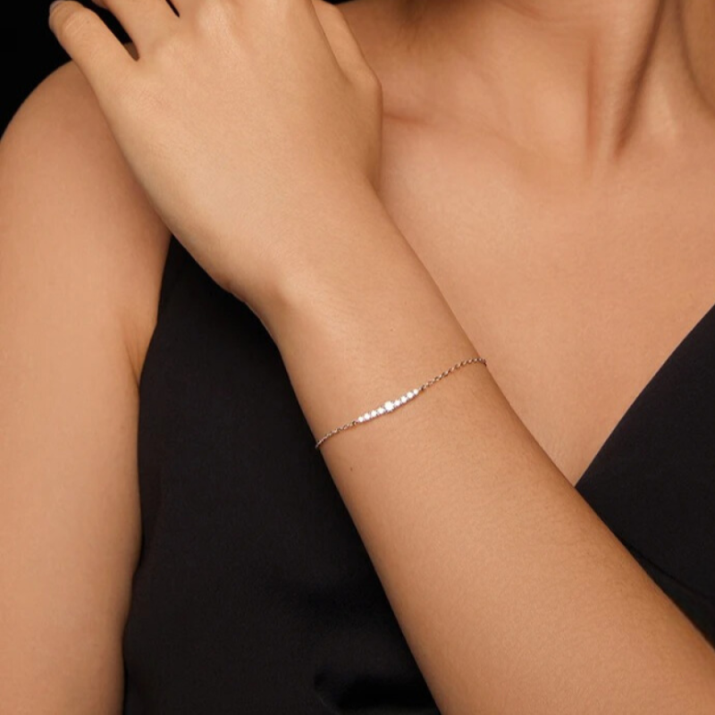 Pulseira Moissanite em Prata 925 Riviera Ajustável Luar Brielle