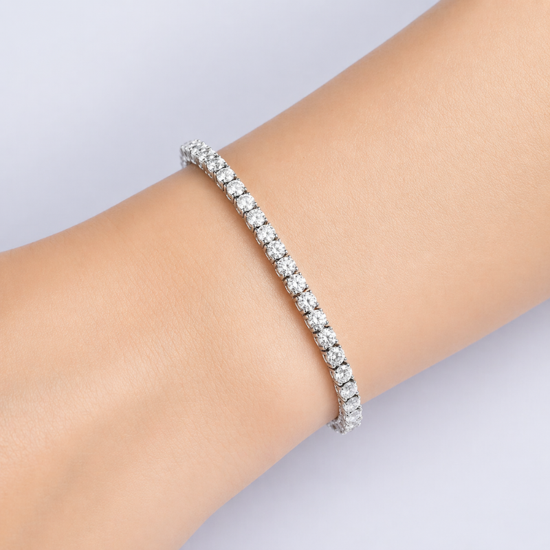 Pulseira Elegante Riviera Moissanite Prata 925 Luar SoraLux