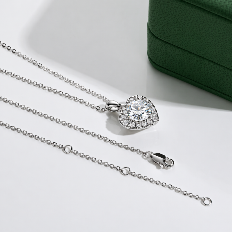 Colar Coração Halo Moissanite Luar Evelora - foto 4