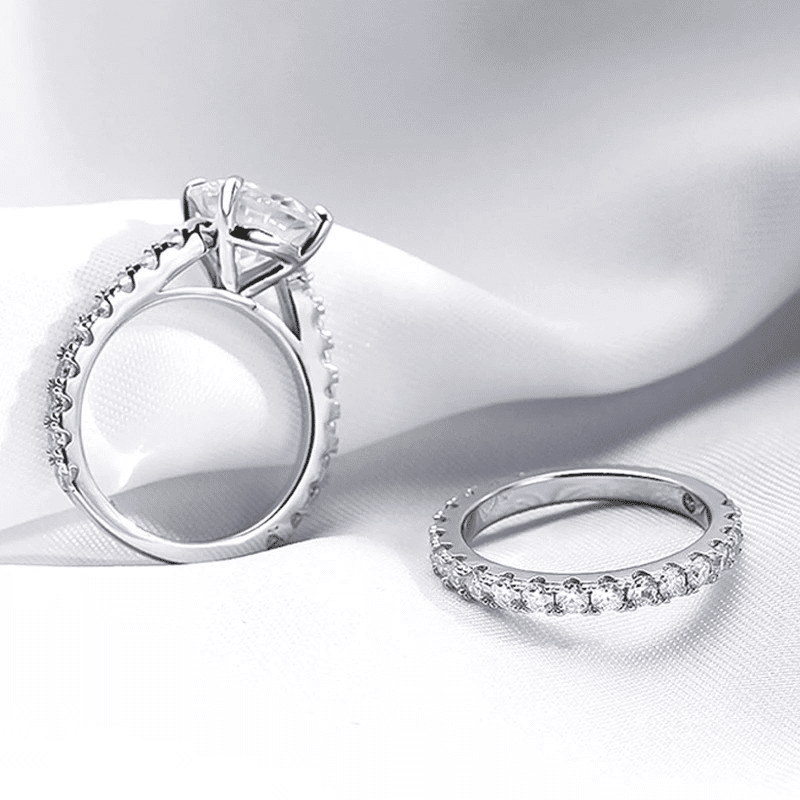 Conjunto Solitário Moissanite Edição Noivado Luar Amor Real