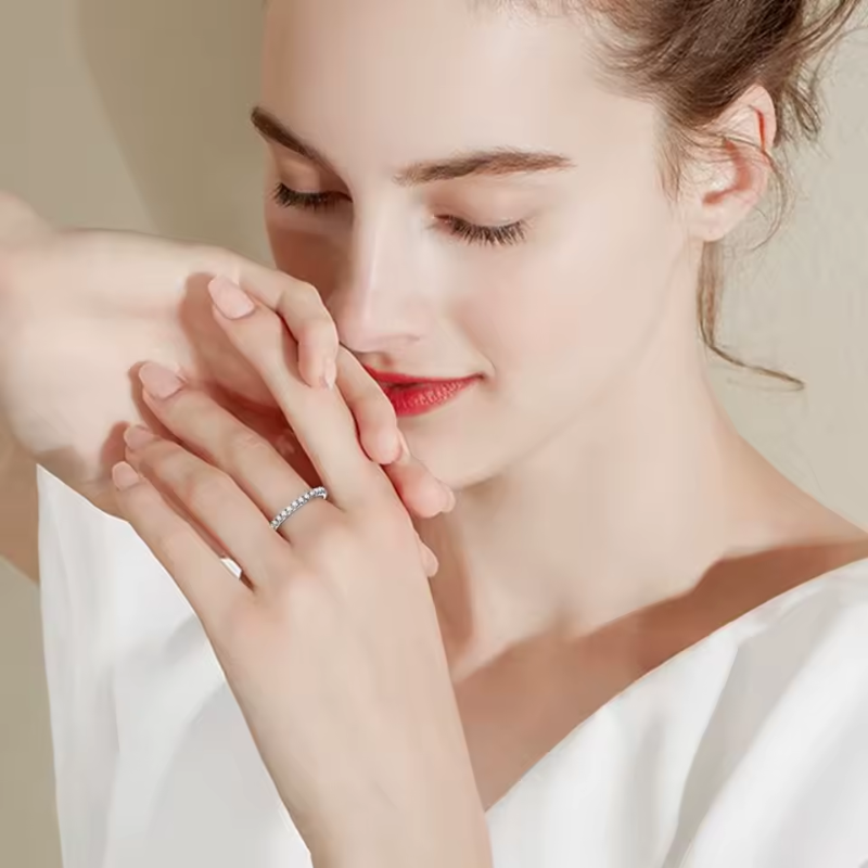 Anel Aliança Moissanite Brilho Intenso Luar Interliz