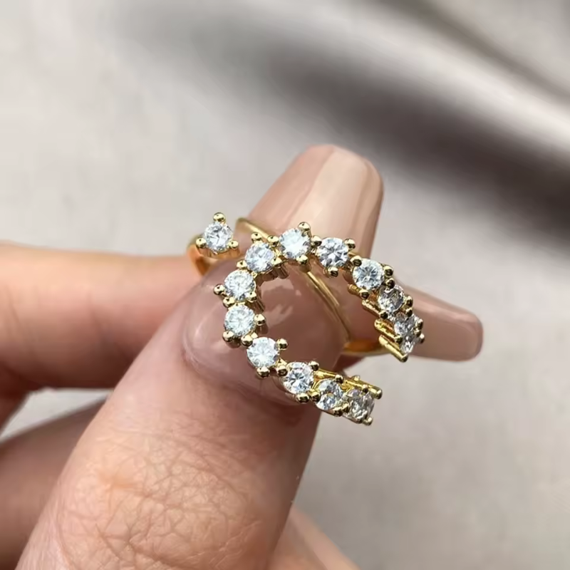 Anel Coração Cravejado Moissanite Prata 925 Luar Camila