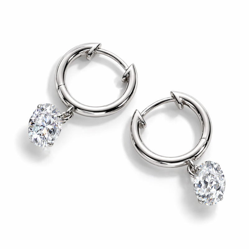 Brinco Argola Moissanite Prata 925 Luar Étoile
