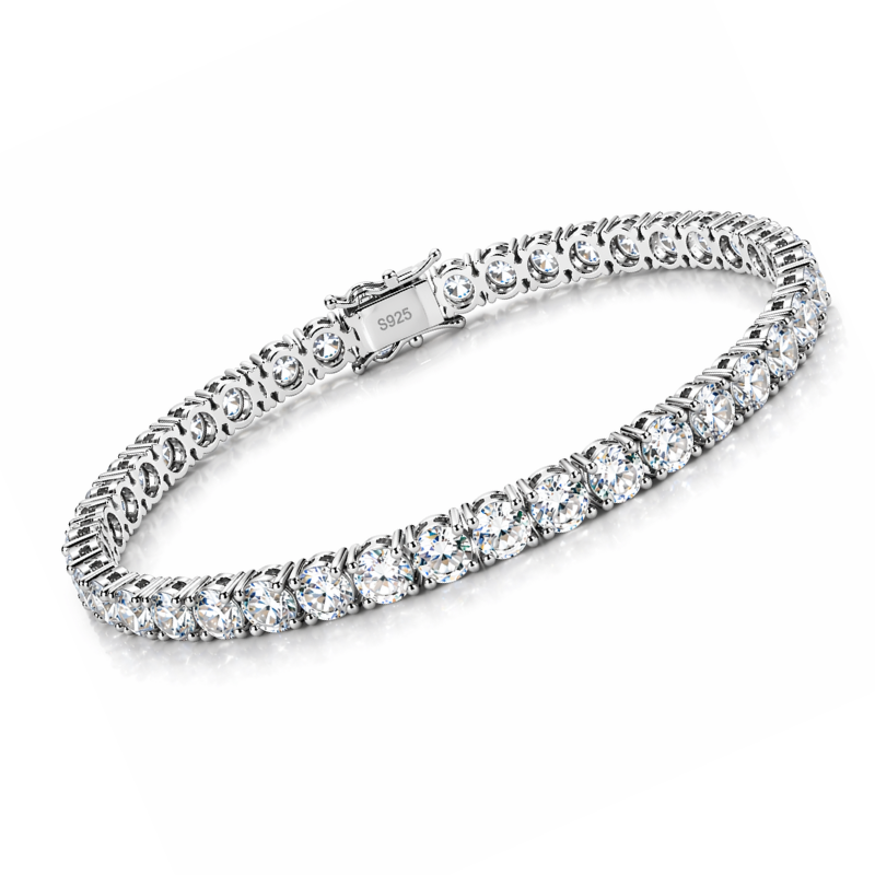 Pulseira Riviera 4.0mm Moissanite com Pedras Brilhantes Luar Alana