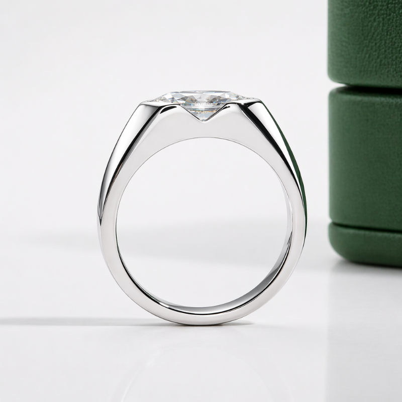 Anel Solitário Moissanite Marquise Prata 925 Banho Ouro Branco 18K Luar Veneza