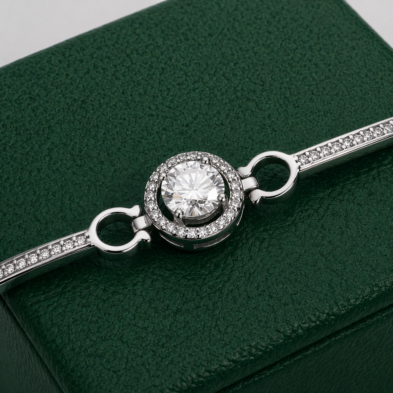 Pulseira Feminina Halo Moissanite Prata 925 Luar Mireva