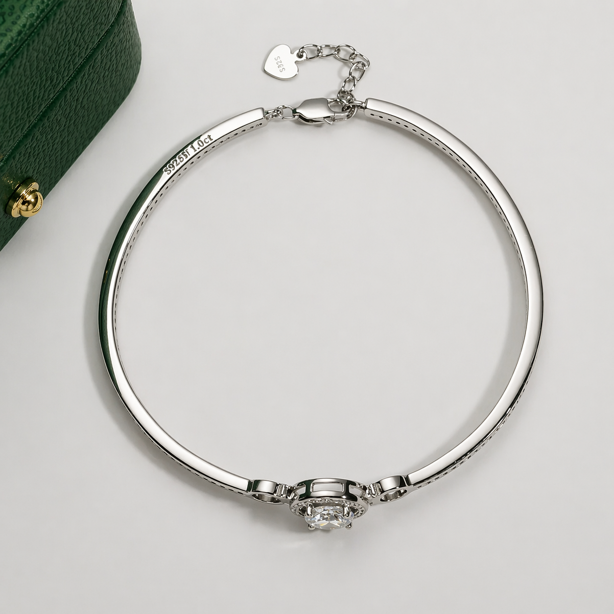 Pulseira Feminina Halo Moissanite Prata 925 Luar Mireva