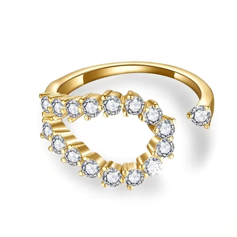 Anel Coração Cravejado Moissanite Prata 925 Luar Camila