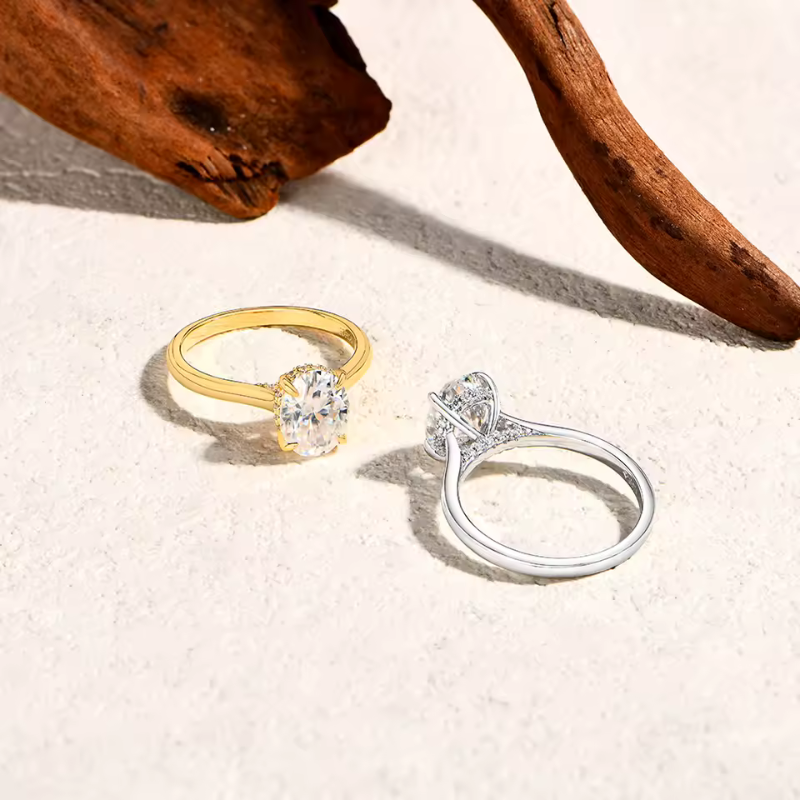 Anel Solitário Moissanite com Banho Ouro 18k Luar Rafaela