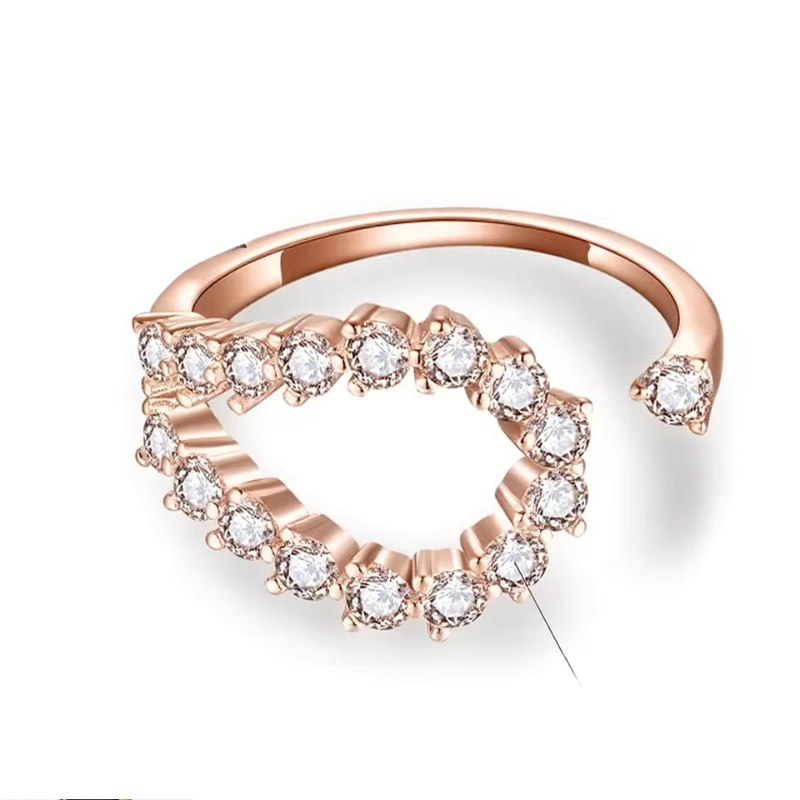 Anel Coração Cravejado Moissanite Prata 925 Luar Camila