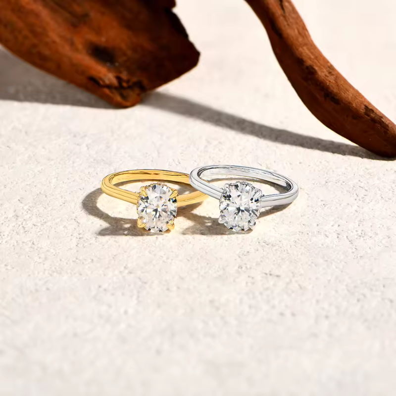 Anel Solitário Moissanite com Banho Ouro 18k Luar Rafaela