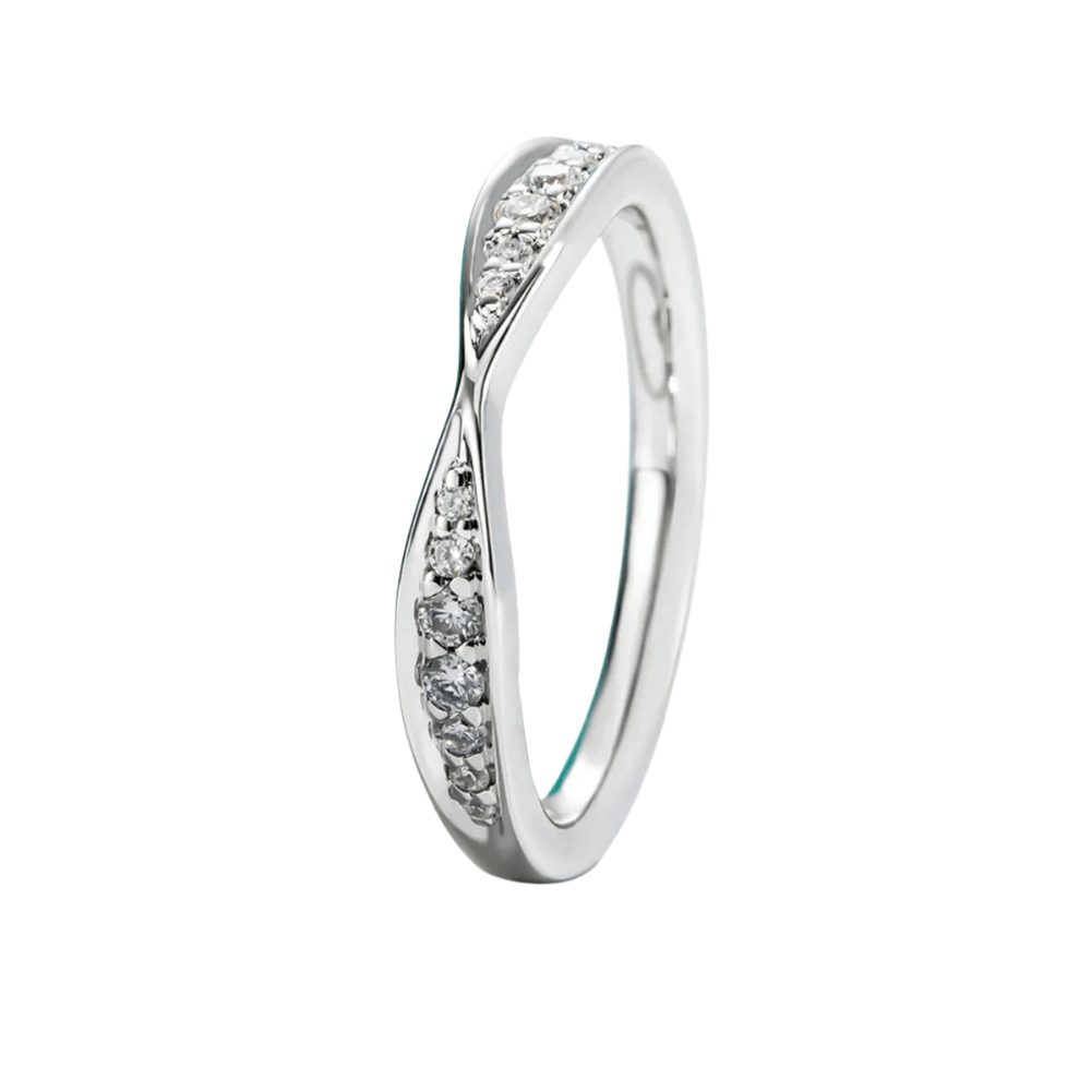 Anel Aparador Moissanite com Design Ondulado Luar Luz Infinity
