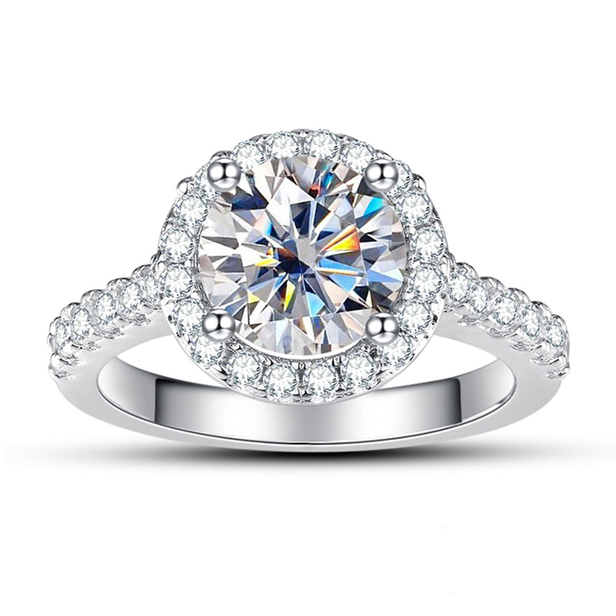 Anel Halo Moissanite com Brilho Intenso em Prata 925 Luar Quimera