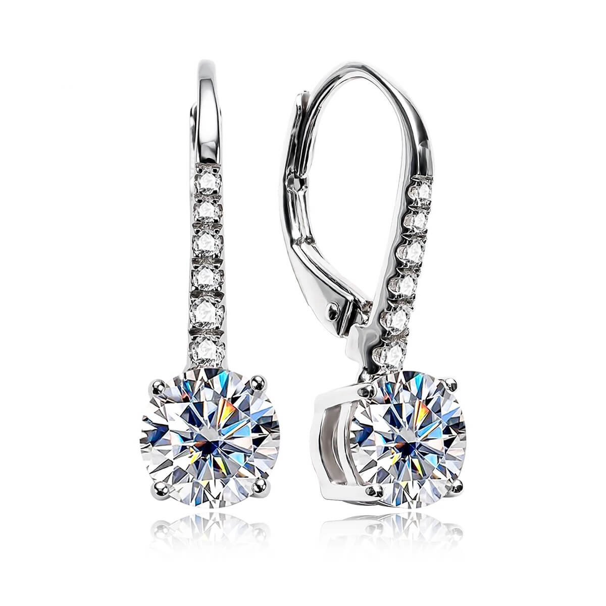 Brinco Pêndulo Moissanite Prata 925 Luar Fiorella