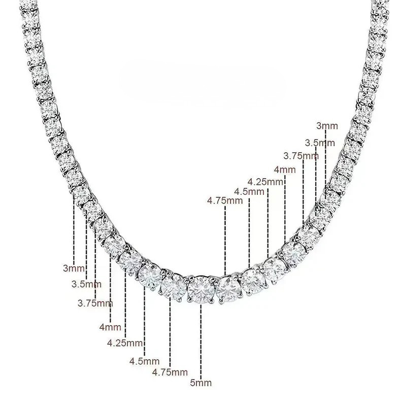 Colar Riviera Gradiente Lux Moissanite Prata 925 Ouro Branco Luar Livizte