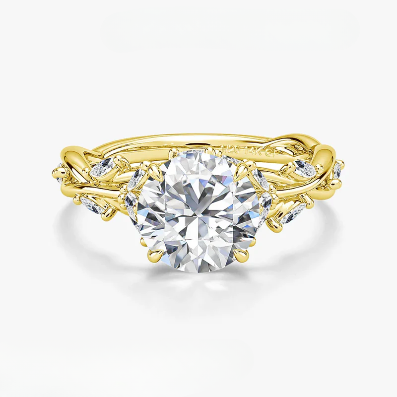 Anel Solitário Floral Moissanite Ouro 14K Luar Versailles