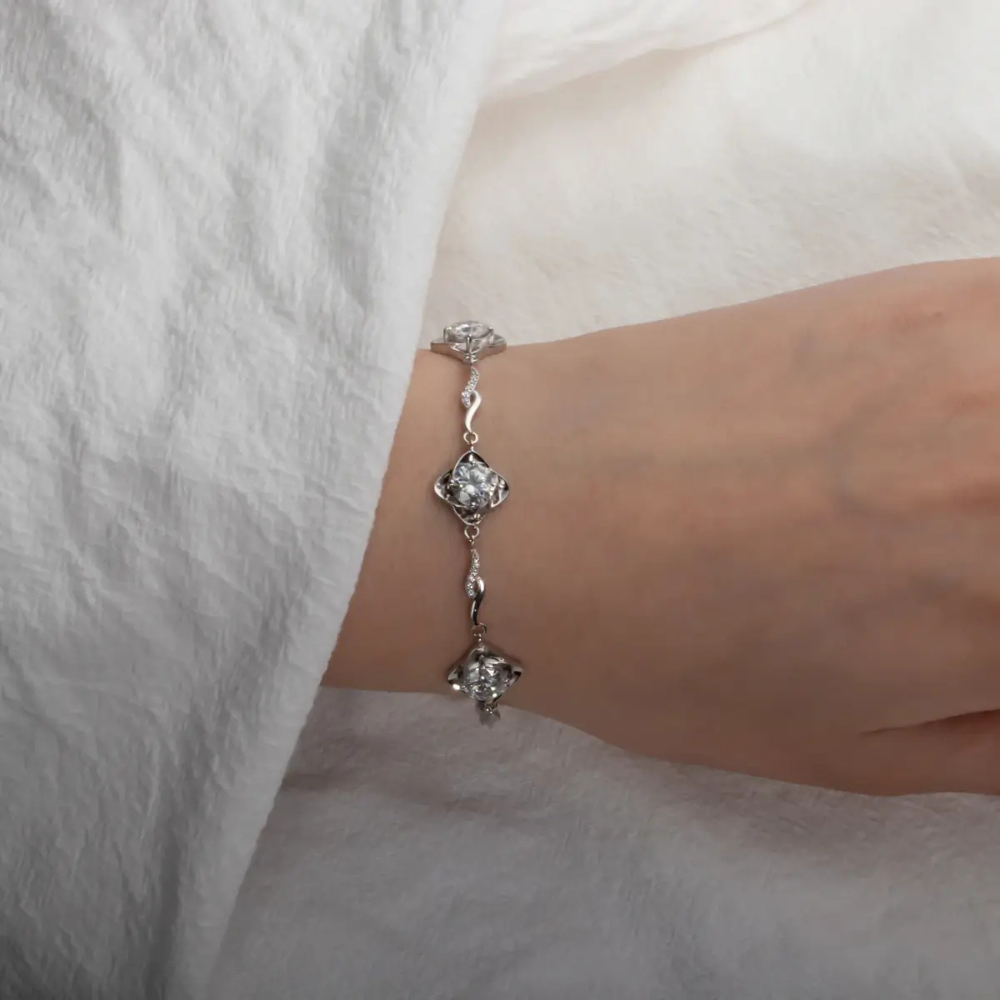Pulseira Delicada Moissanite Prata 925 Luar Alura