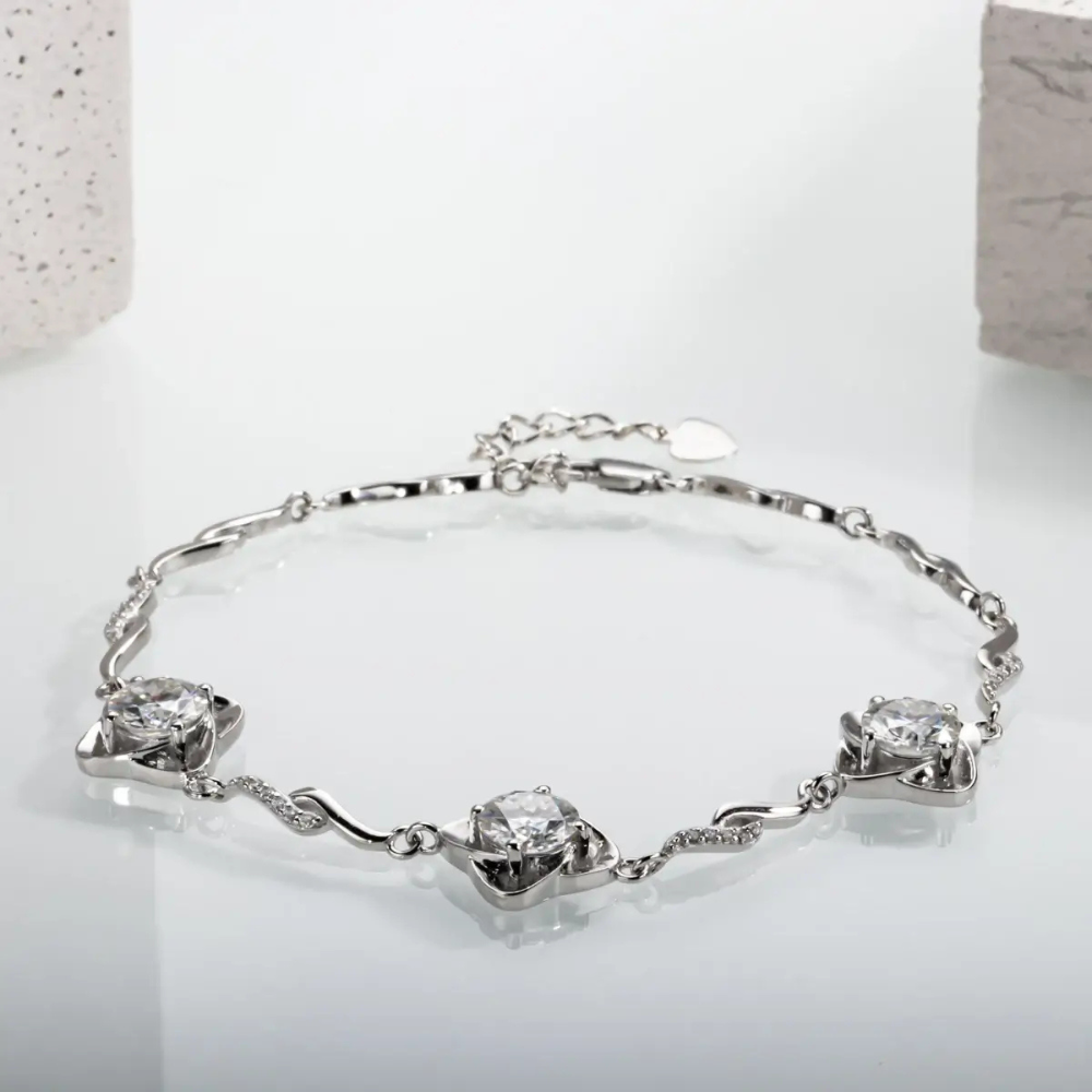 Pulseira Delicada Moissanite Prata 925 Luar Alura