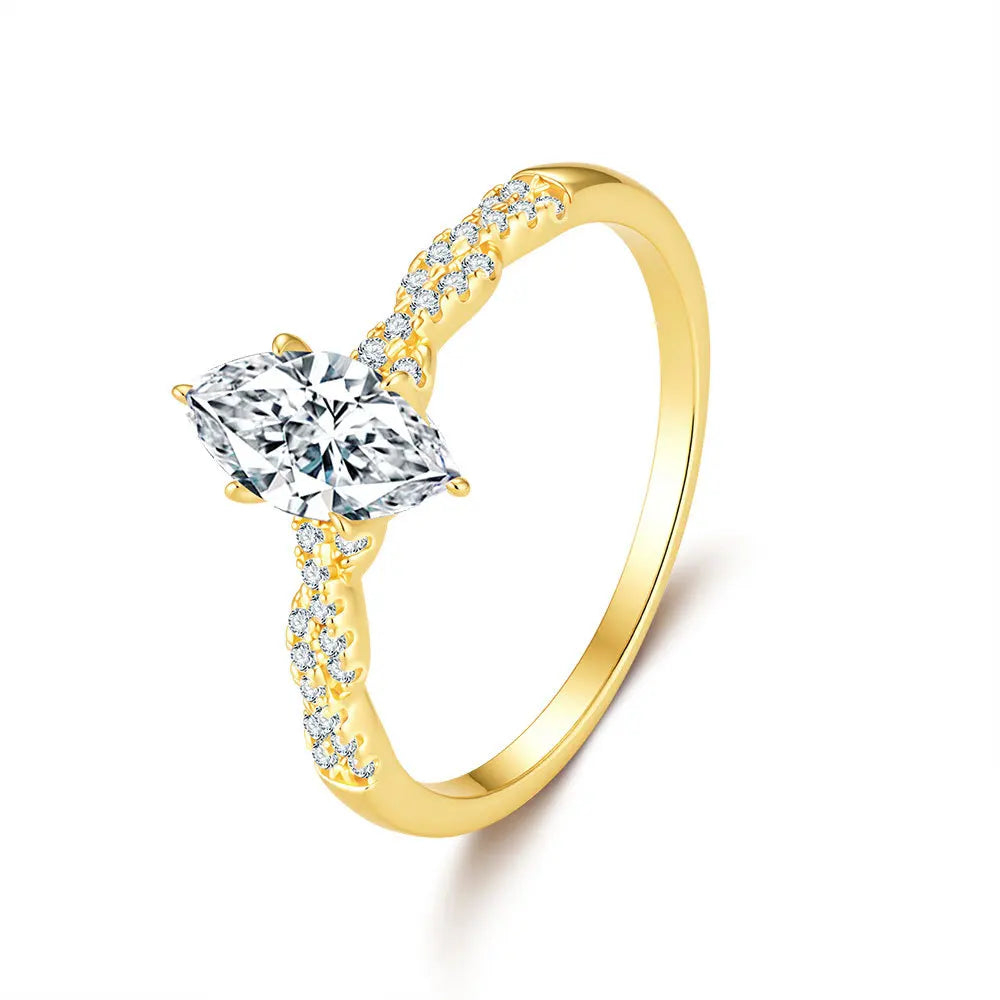 Anel Solitário Moissanite Ouro Banho Luar Fiorenza