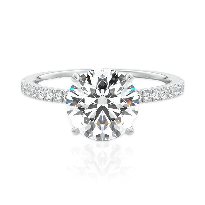 Anel Solitário Moissanite com Aro Cravejado Luar Amélia