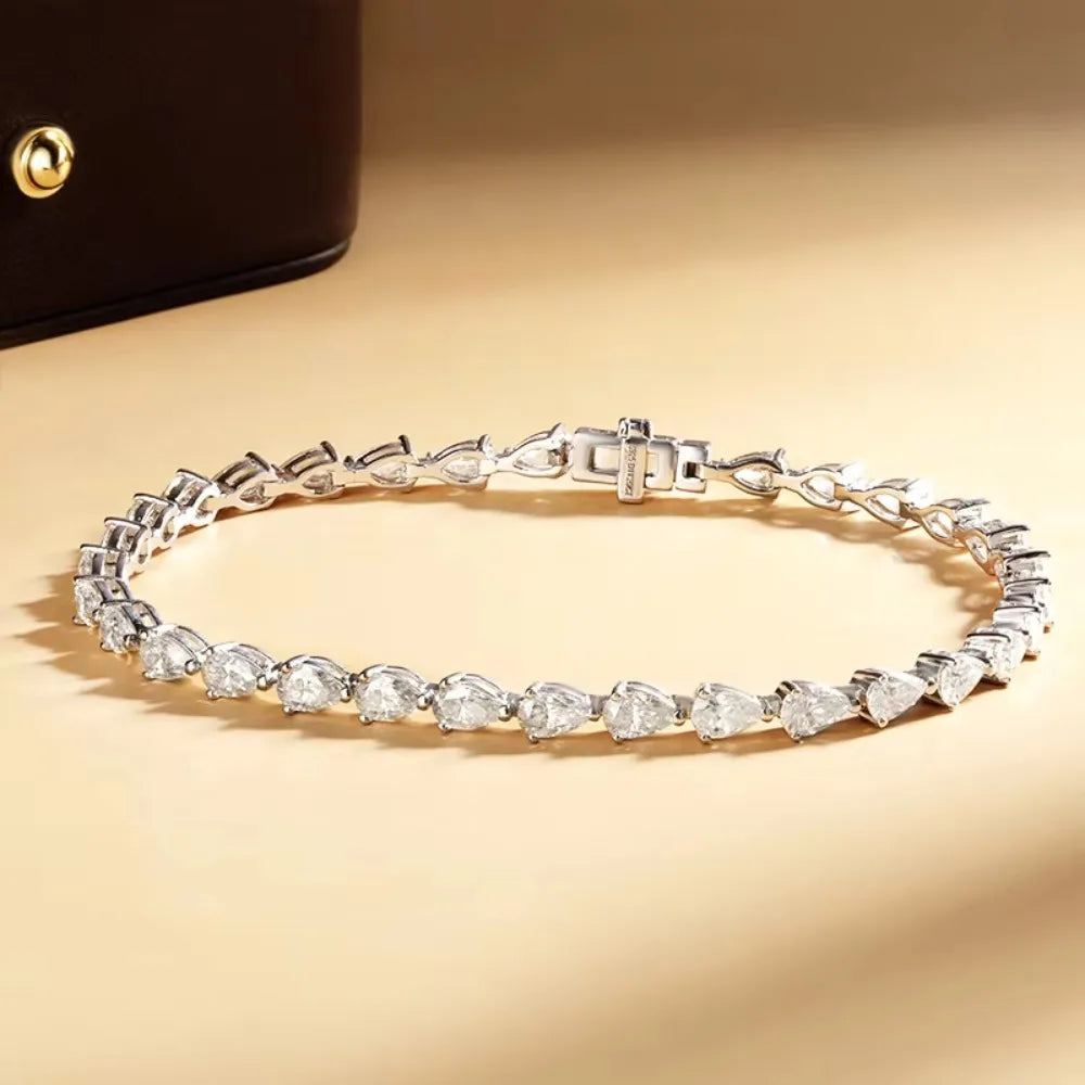 Pulseira Tenis Moissanite Prata 925 Luar Gota - foto 17