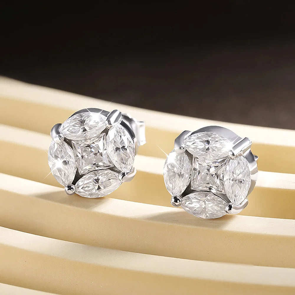 Brinco Cluster Moissanite Prata 925 Luar Scintilla - foto 2