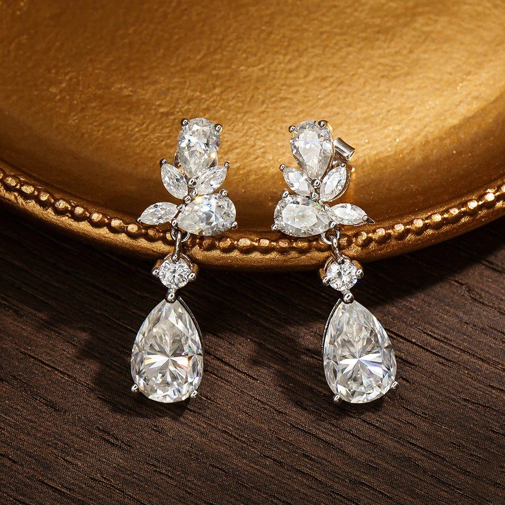 Brinco Flor Moissanite Prata 925 Ouro 18K Luar Opulência - foto 2