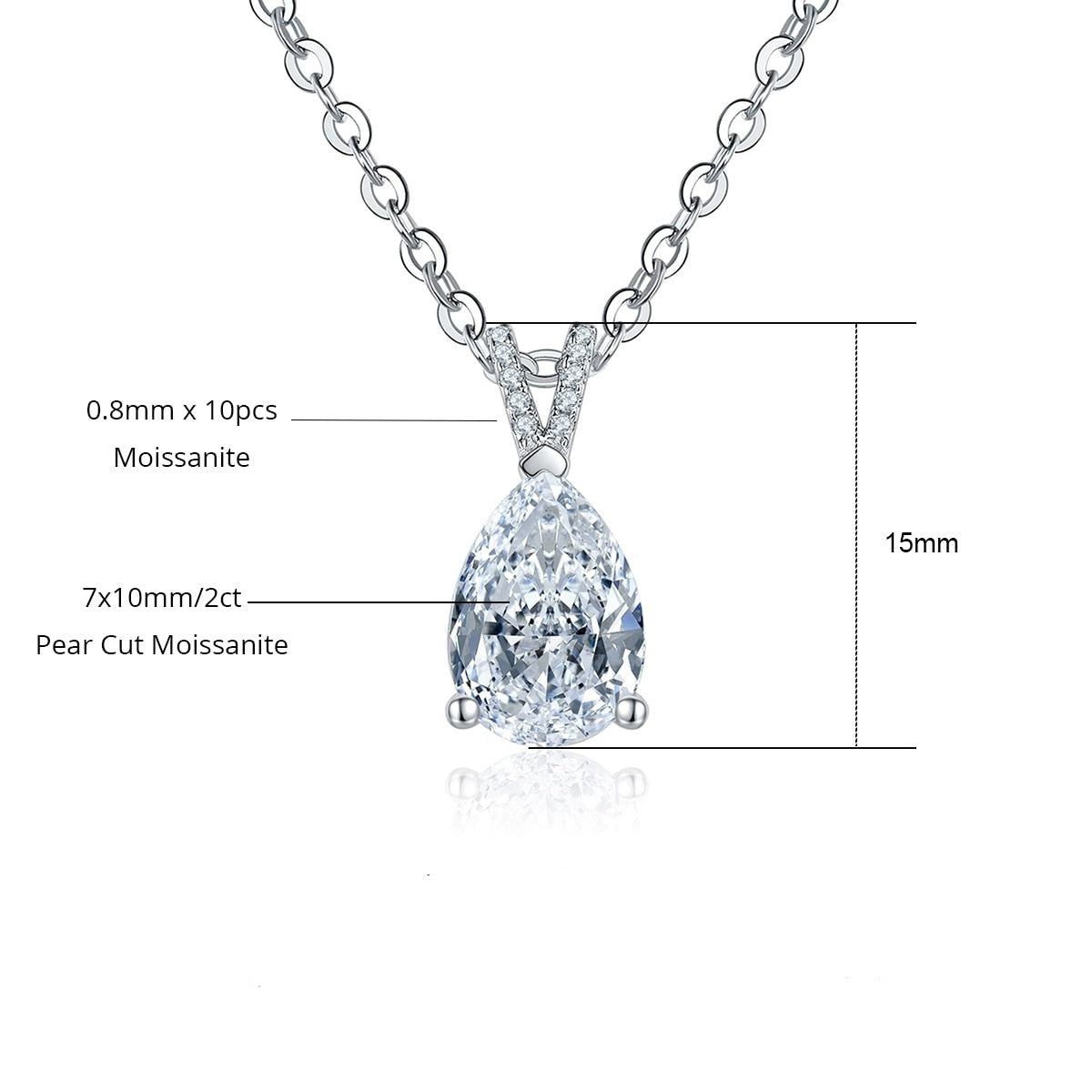 Colar Gota de Moissanite Eternity com Banho Ouro Branco 18K