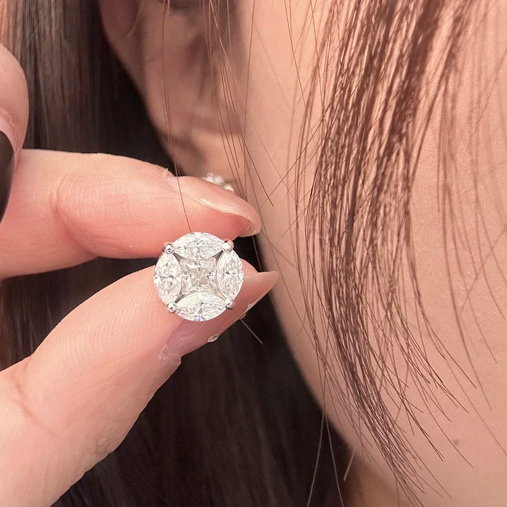 Brinco Cluster Moissanite Prata 925 Luar Scintilla - foto 5