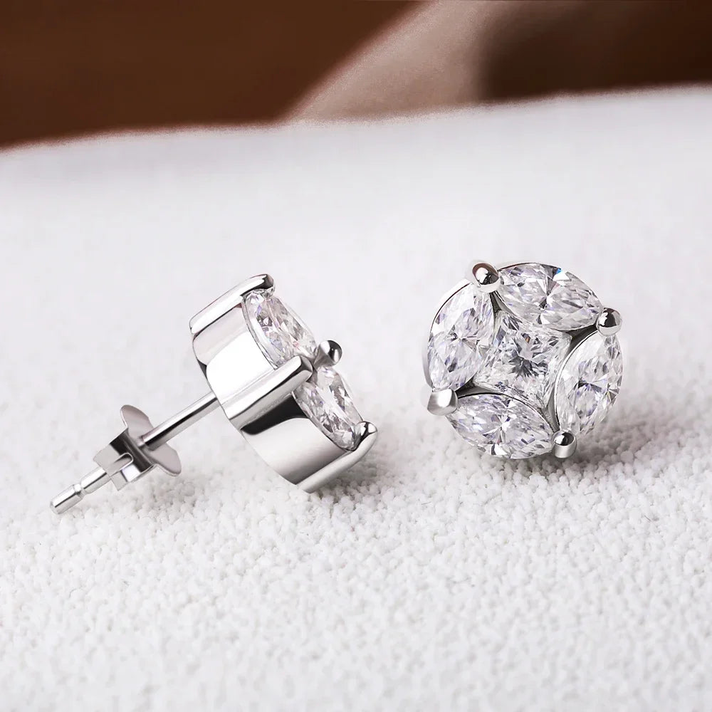 Brinco Cluster Moissanite Prata 925 Luar Scintilla - foto 4