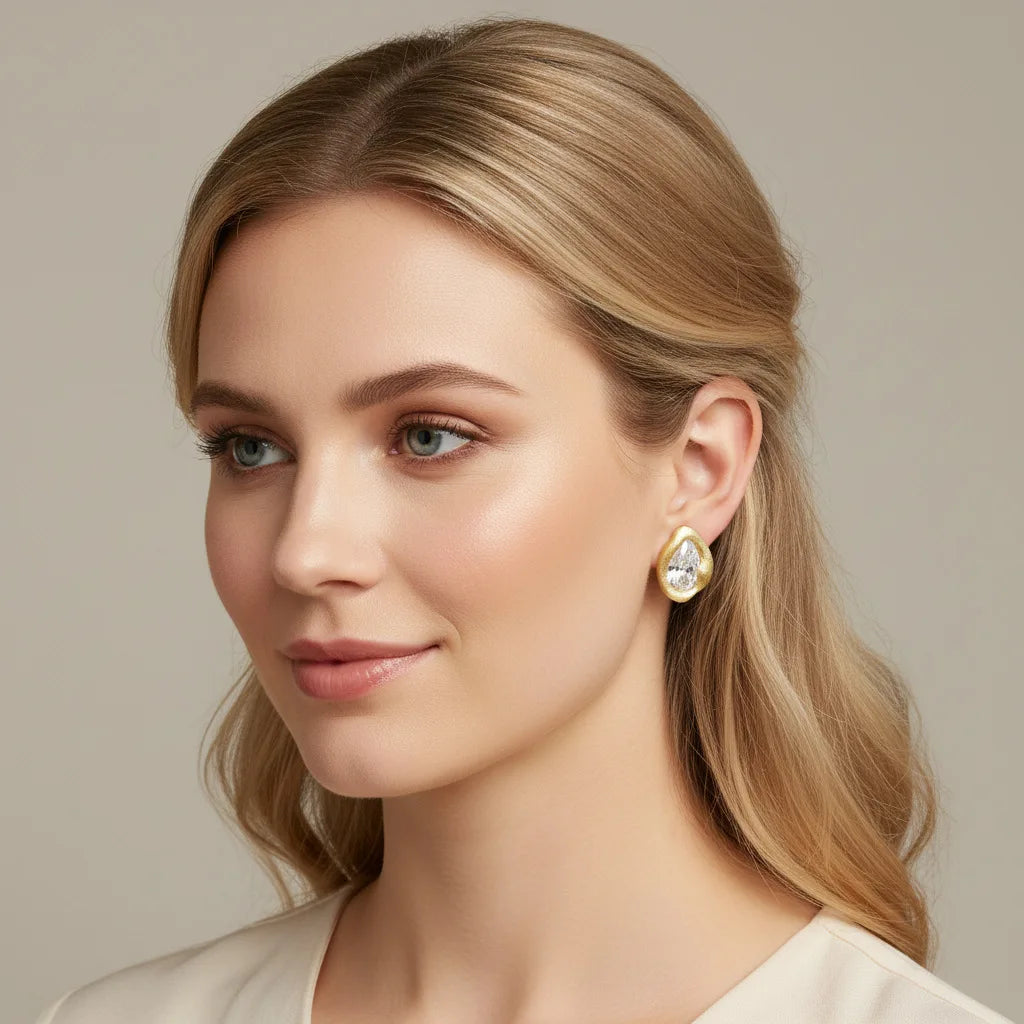 Brinco Gota Moissanite Prata 925 Ouro 18K Luar Magnélia - foto 3